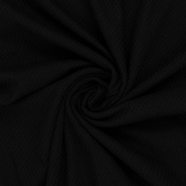 Baumwoll-Jacquardjersey Waffelstruktur Schwarz by Swafing